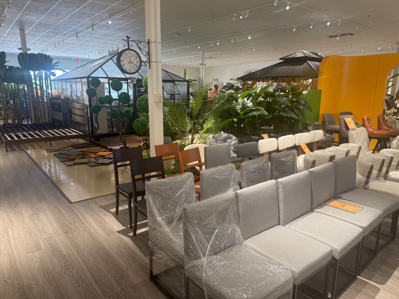 Retail operating center with furniture, patio products, and inventory