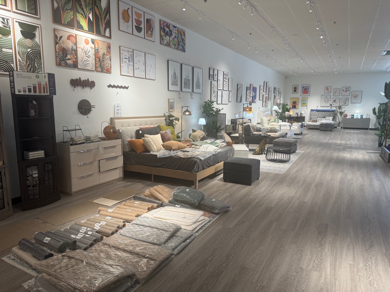 Large home living store with room displays and merchandise